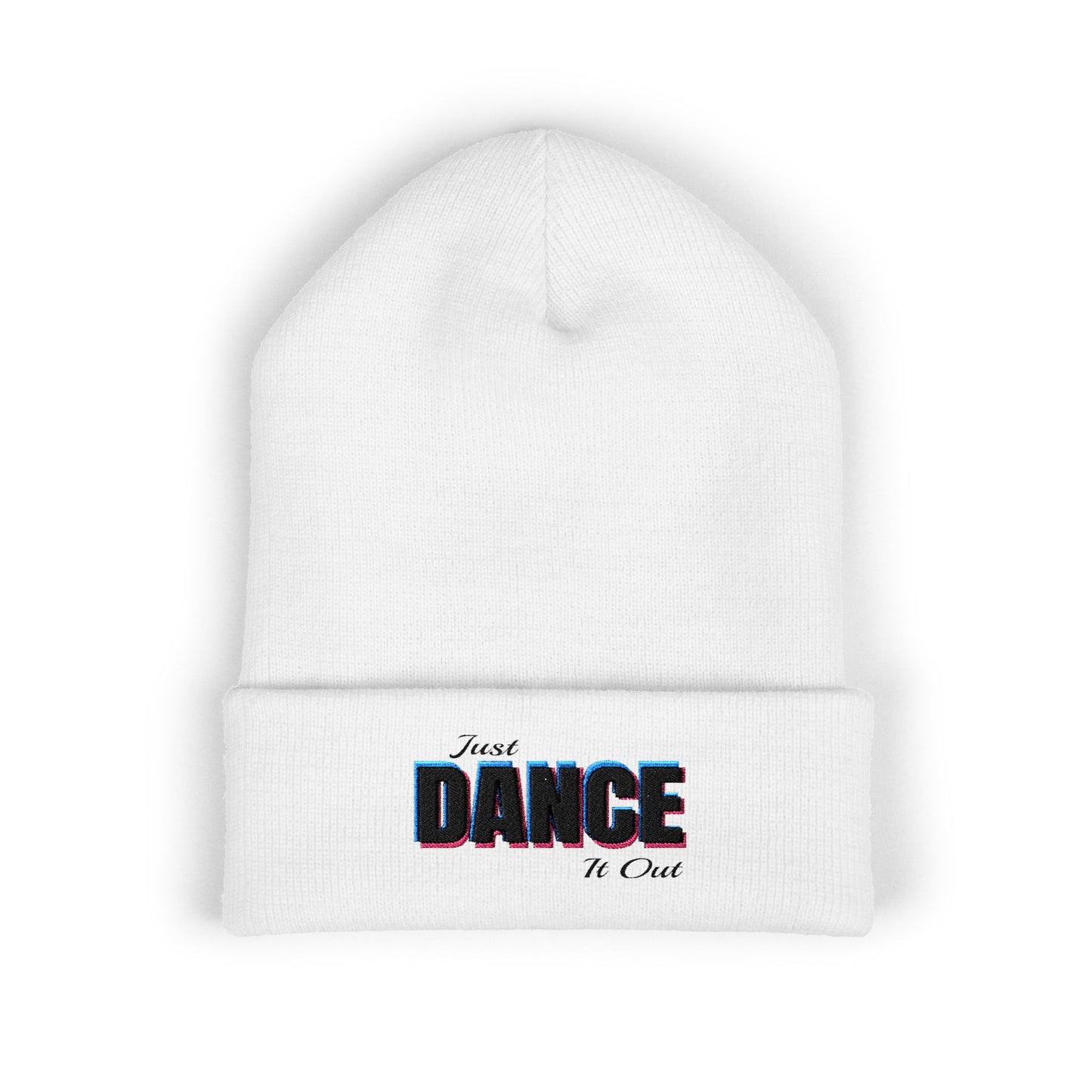 Black Logo Embroidered Cuffed Beanie - Just Dance It Out