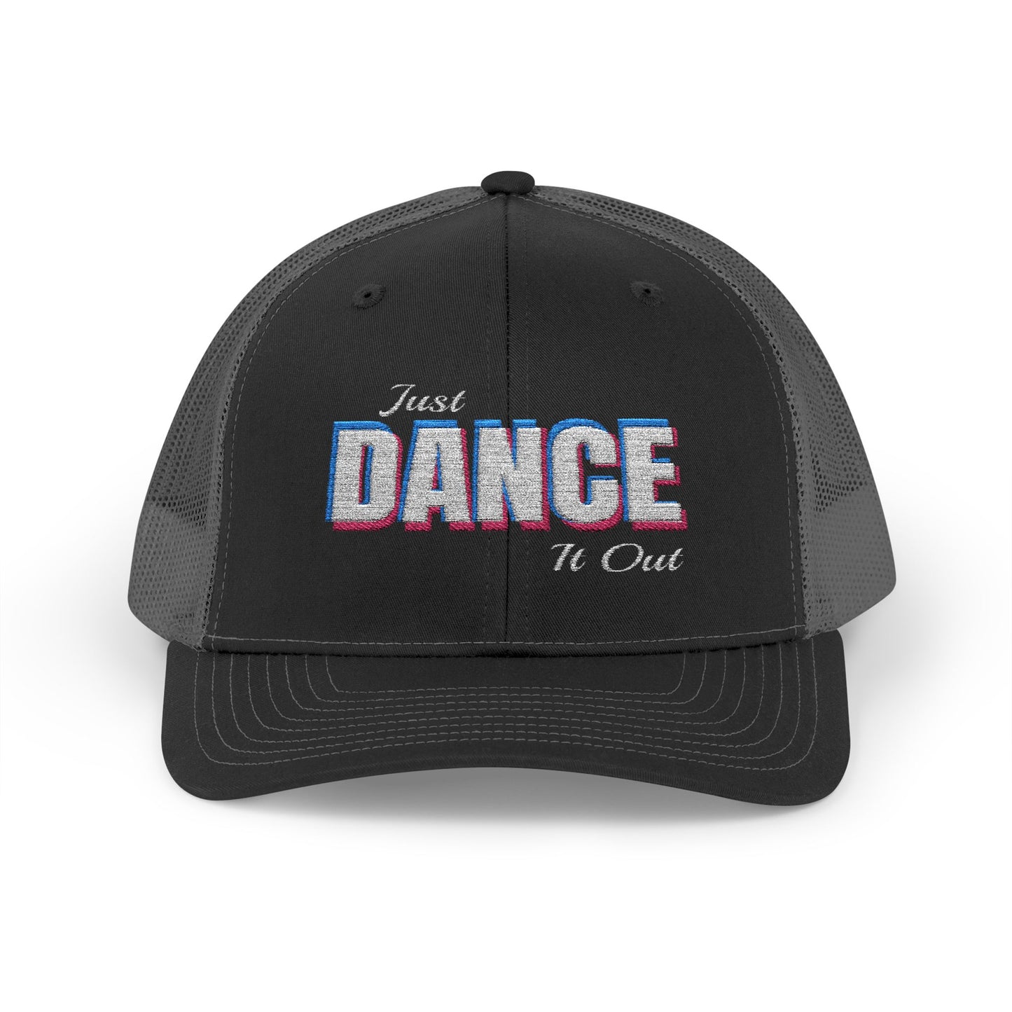 White Logo Embroidered Snapback Trucker Cap | Embroidered Hat