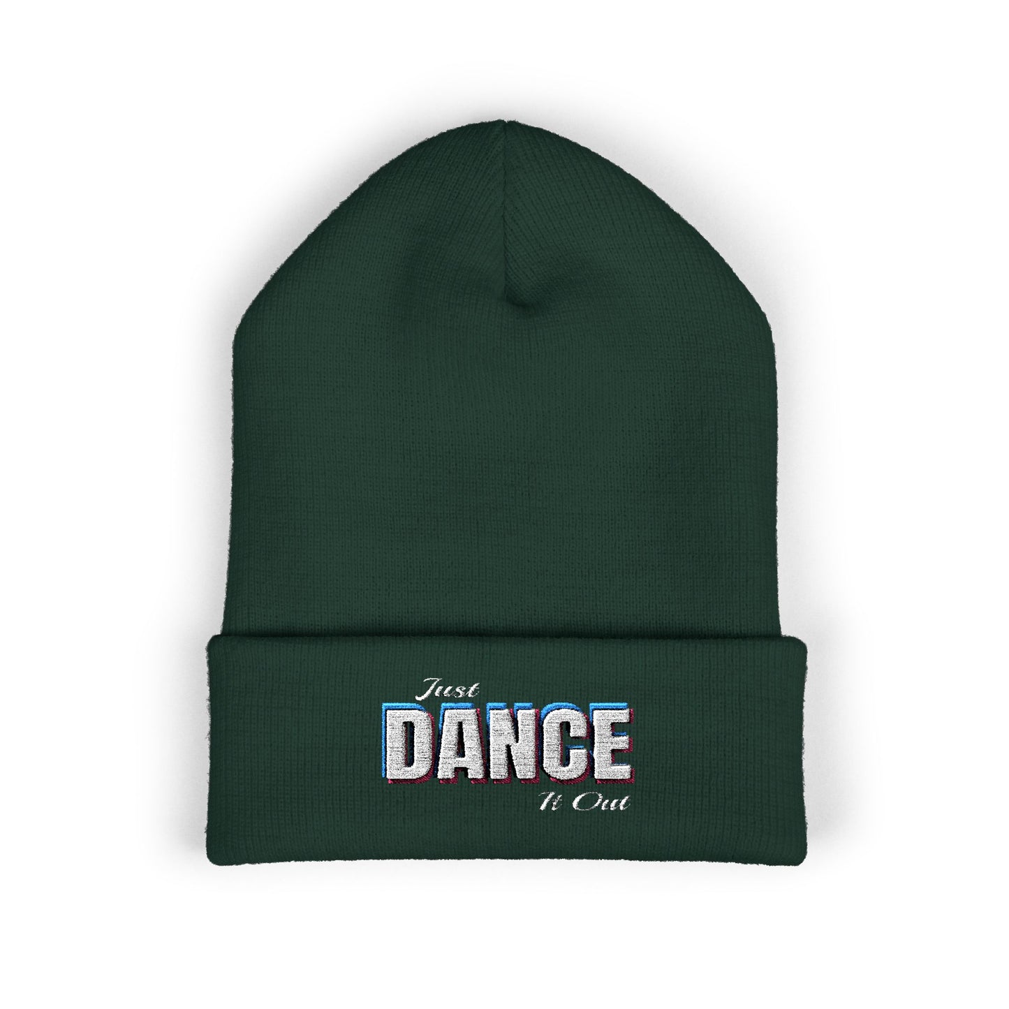 White Logo Embroidered Cuffed Beanie - Just Dance It Out