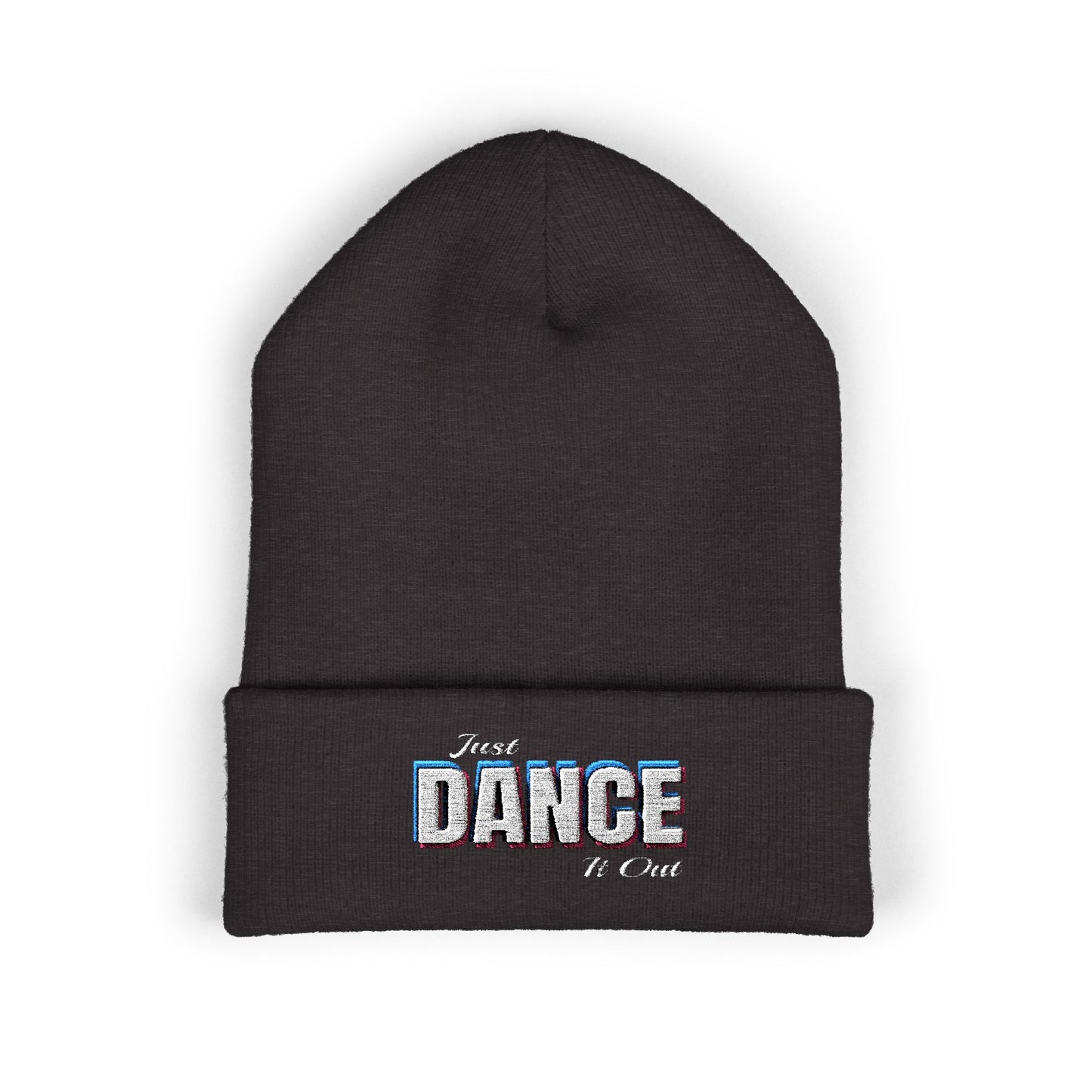 White Logo Embroidered Cuffed Beanie - Just Dance It Out