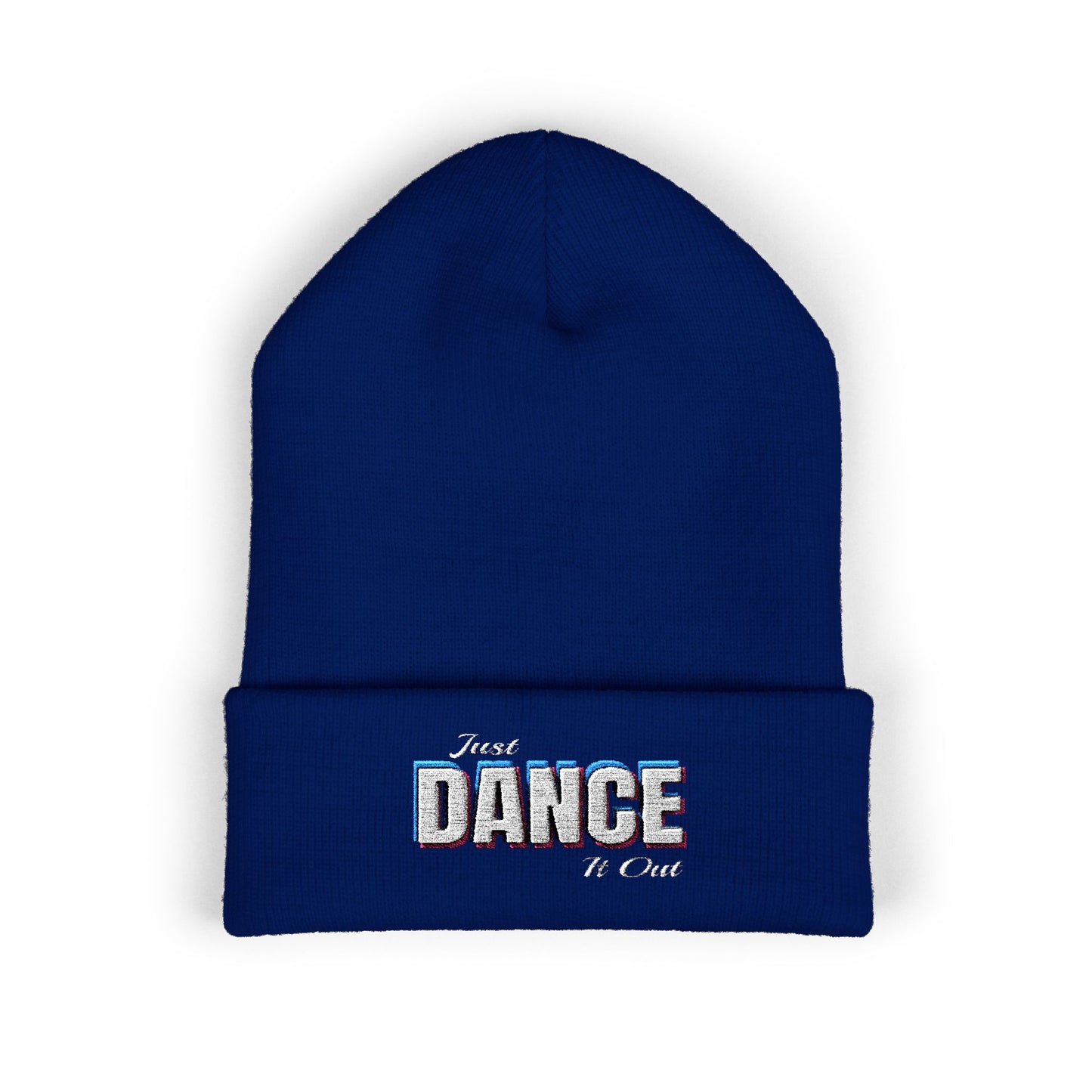 White Logo Embroidered Cuffed Beanie - Just Dance It Out