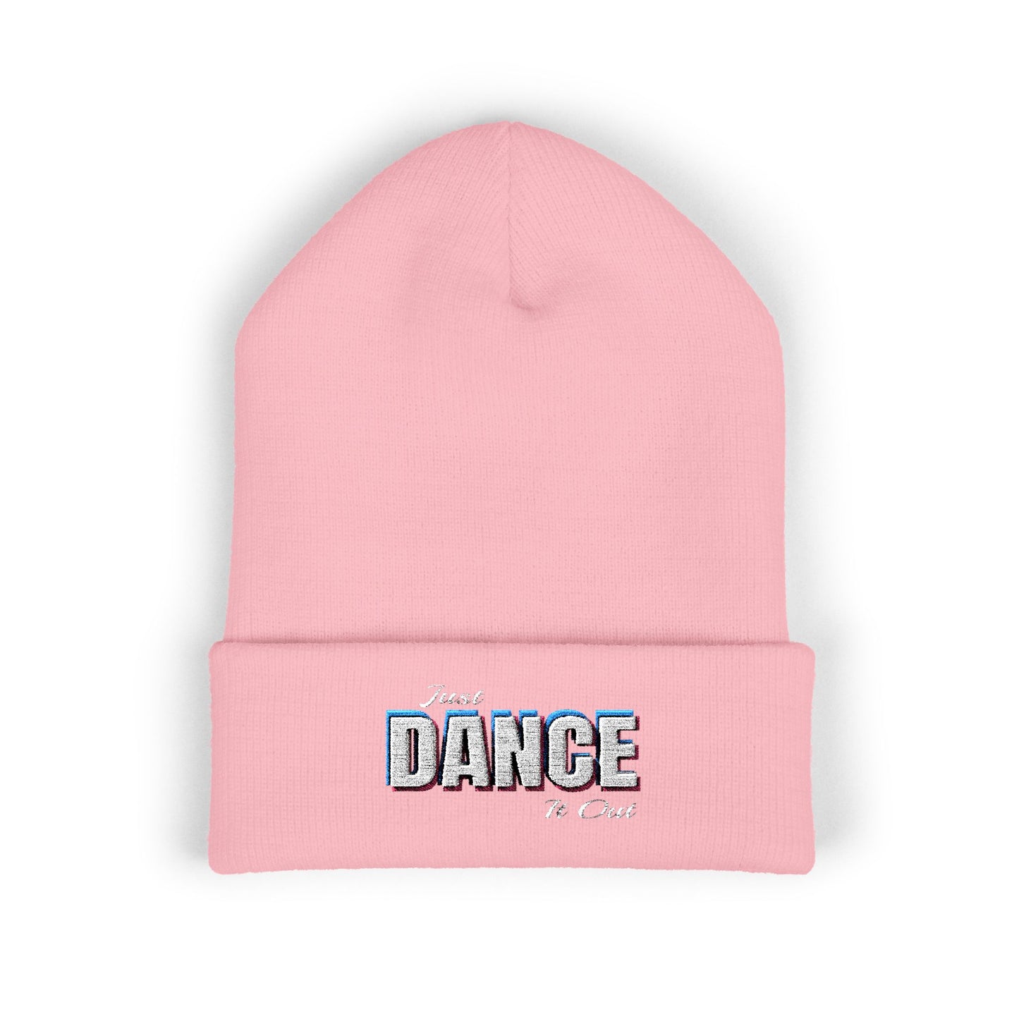 White Logo Embroidered Cuffed Beanie - Just Dance It Out