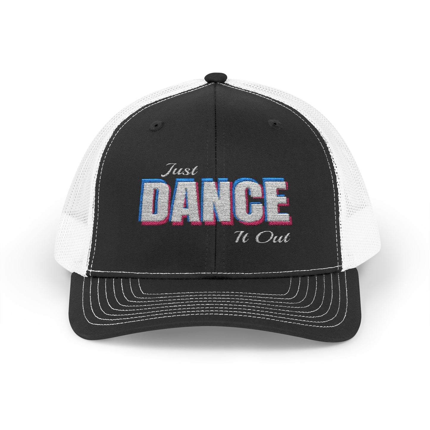 White Logo Embroidered Snapback Trucker Cap | Embroidered Hat