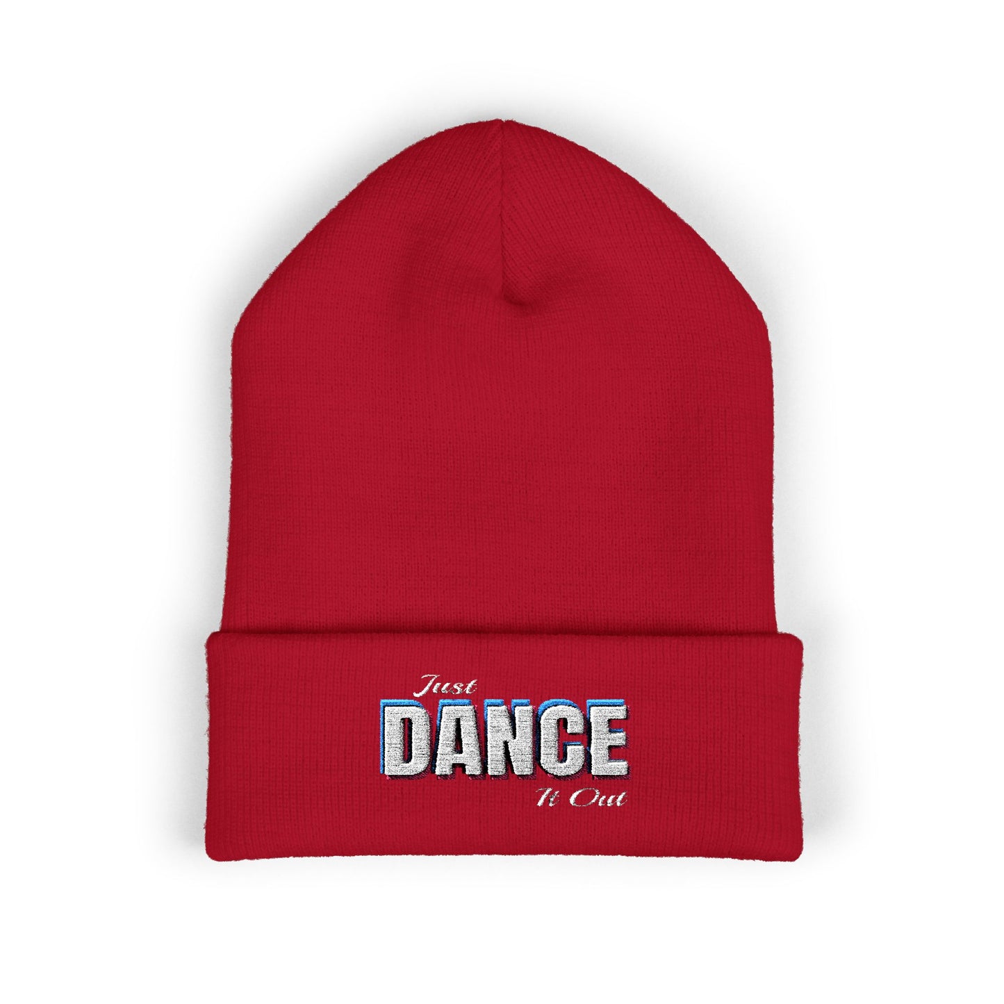 White Logo Embroidered Cuffed Beanie - Just Dance It Out