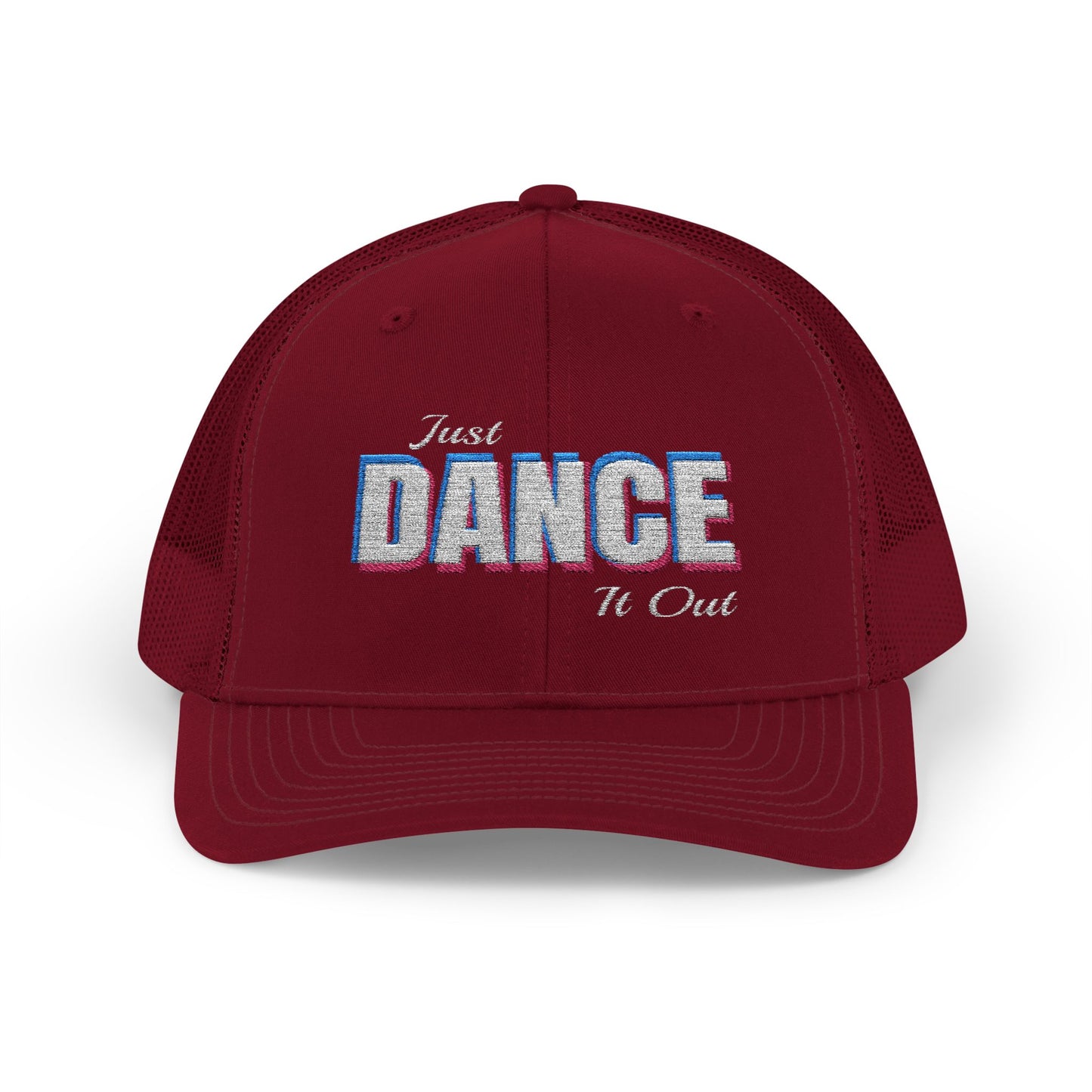 White Logo Embroidered Snapback Trucker Cap | Embroidered Hat