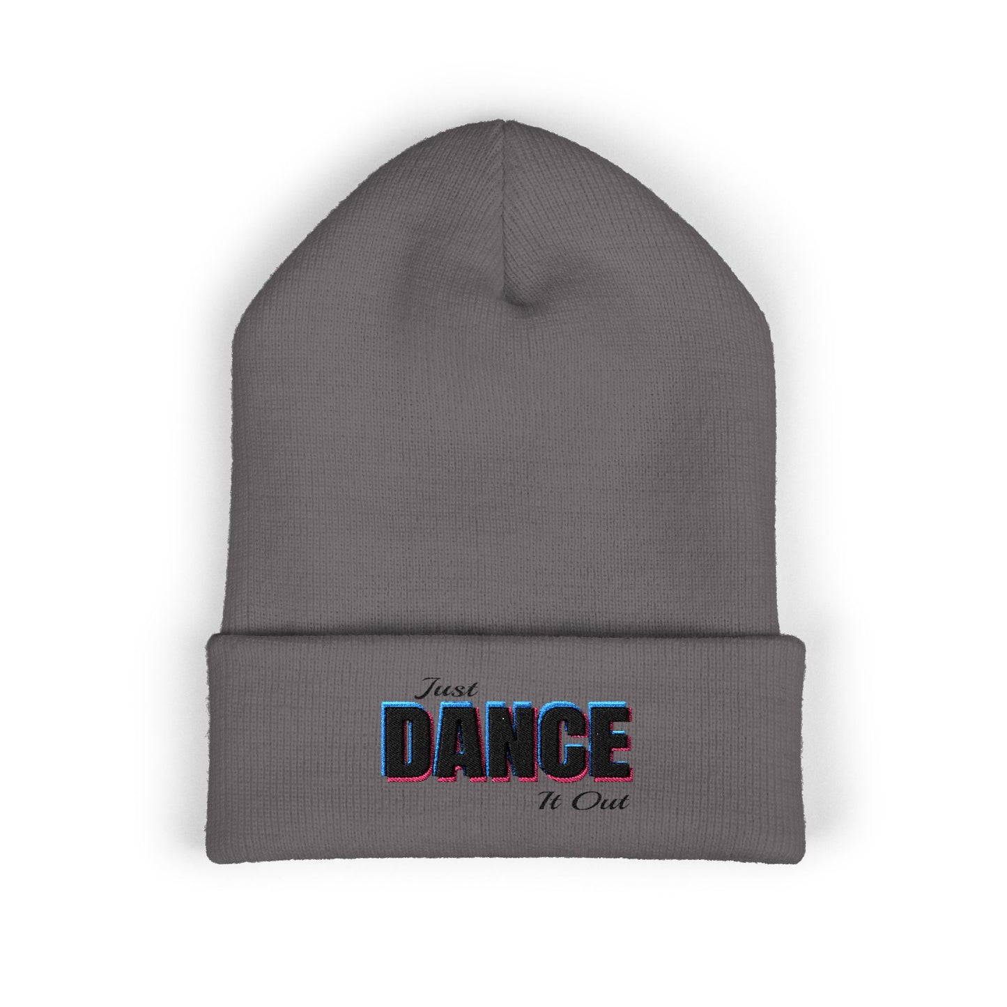 Black Logo Embroidered Cuffed Beanie - Just Dance It Out