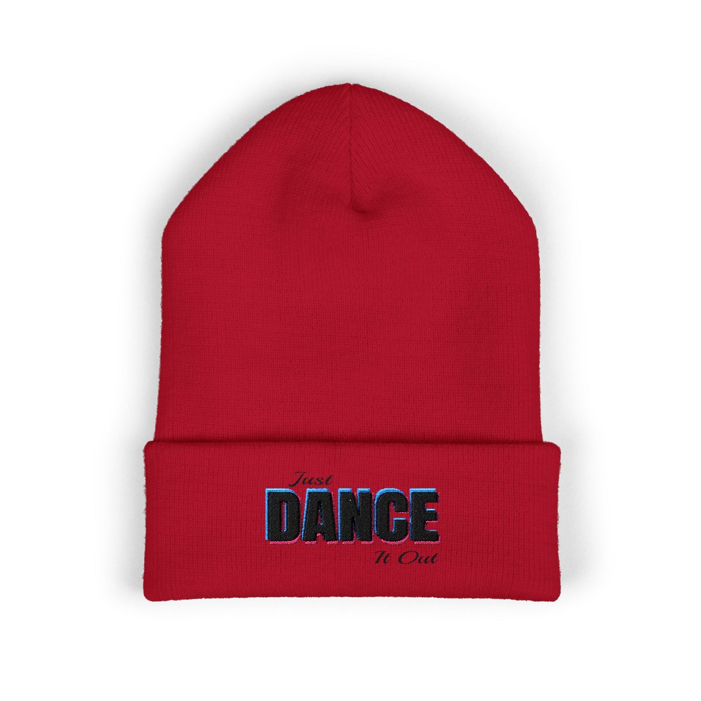 Black Logo Embroidered Cuffed Beanie - Just Dance It Out