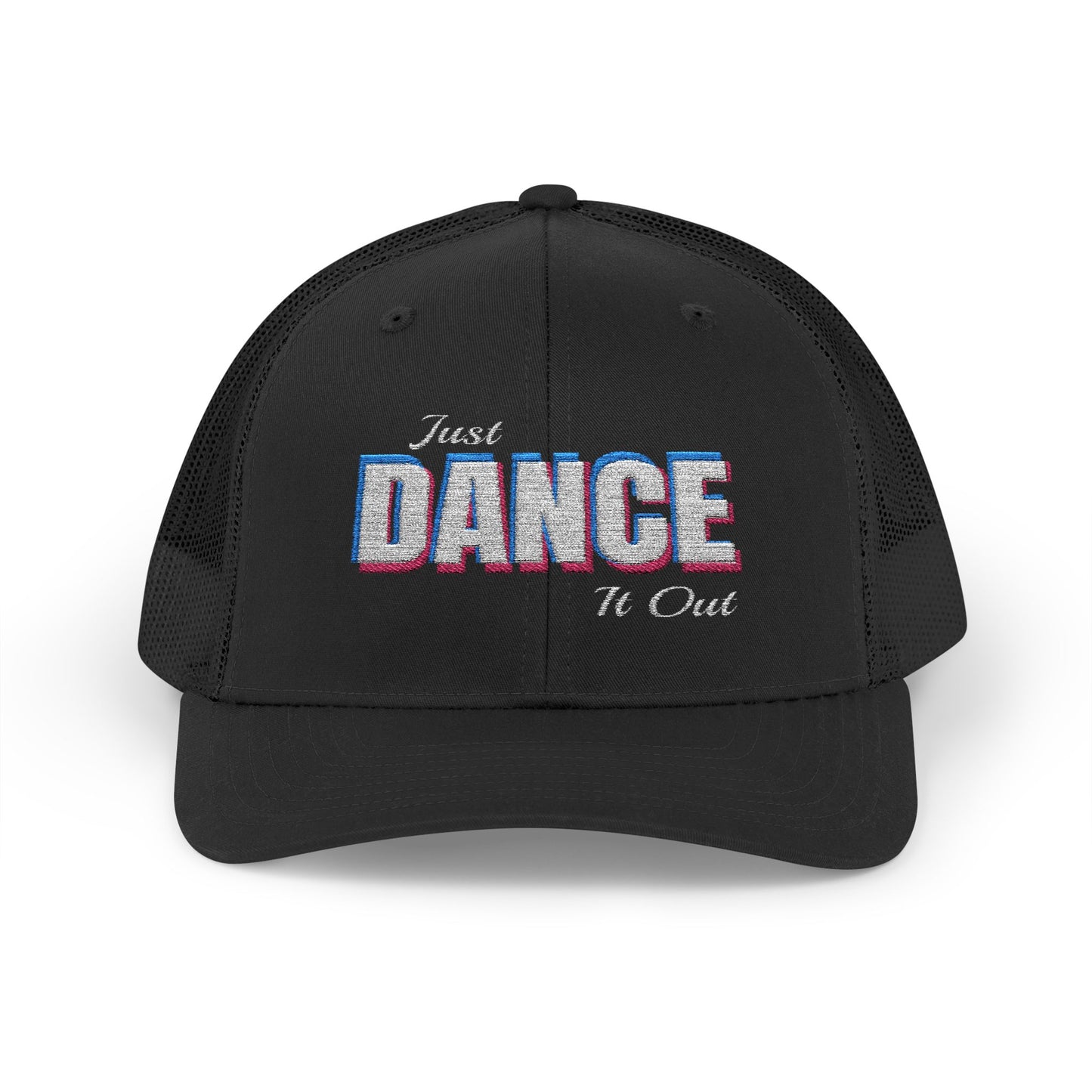 White Logo Embroidered Snapback Trucker Cap | Embroidered Hat