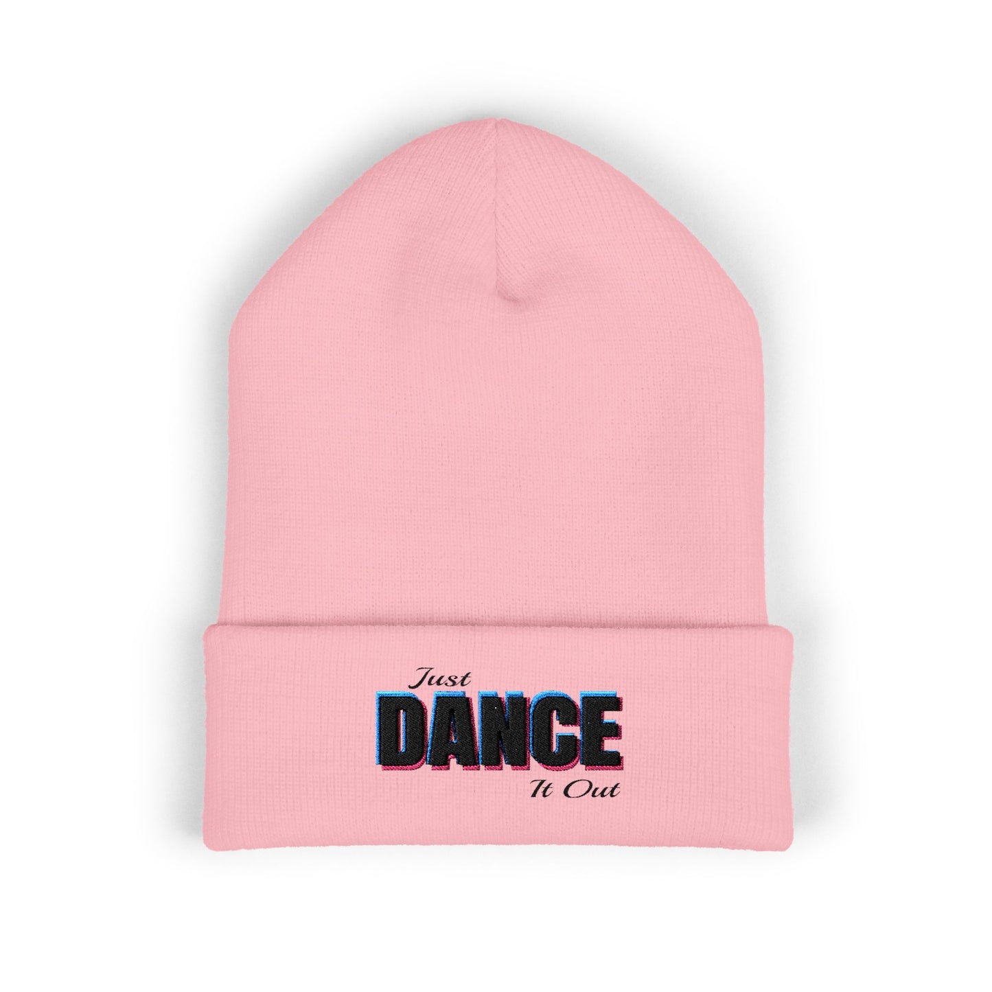 Black Logo Embroidered Cuffed Beanie - Just Dance It Out