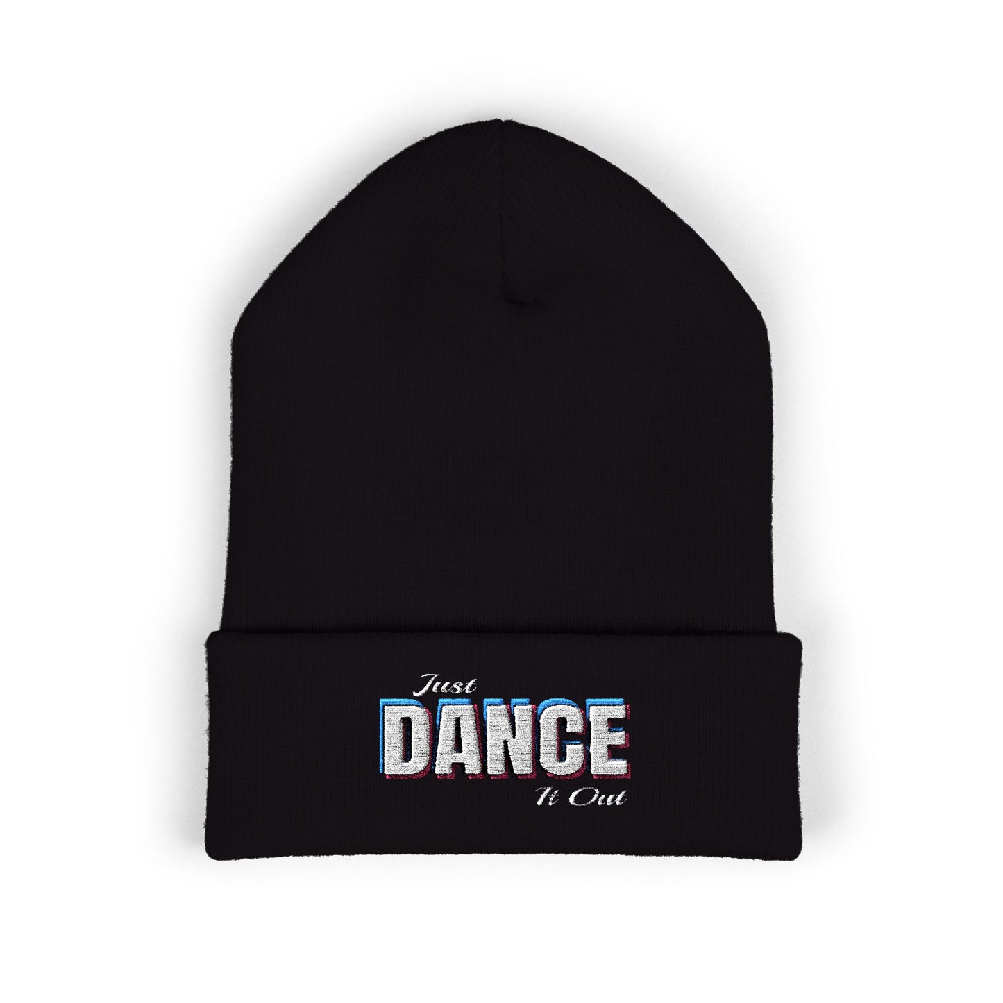 White Logo Embroidered Cuffed Beanie - Just Dance It Out