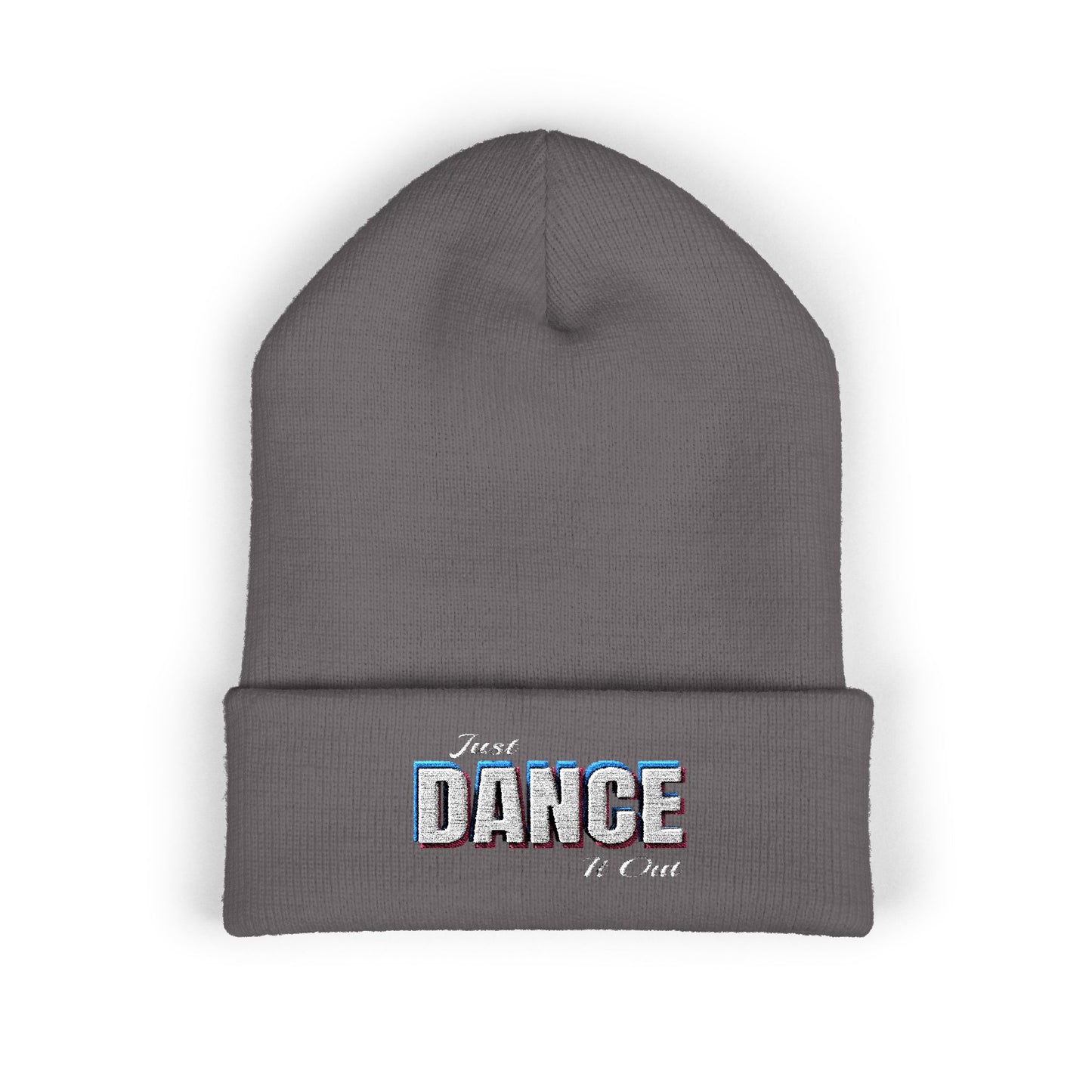 White Logo Embroidered Cuffed Beanie - Just Dance It Out