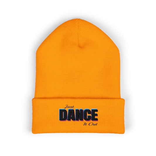 Black Logo Embroidered Cuffed Beanie - Just Dance It Out