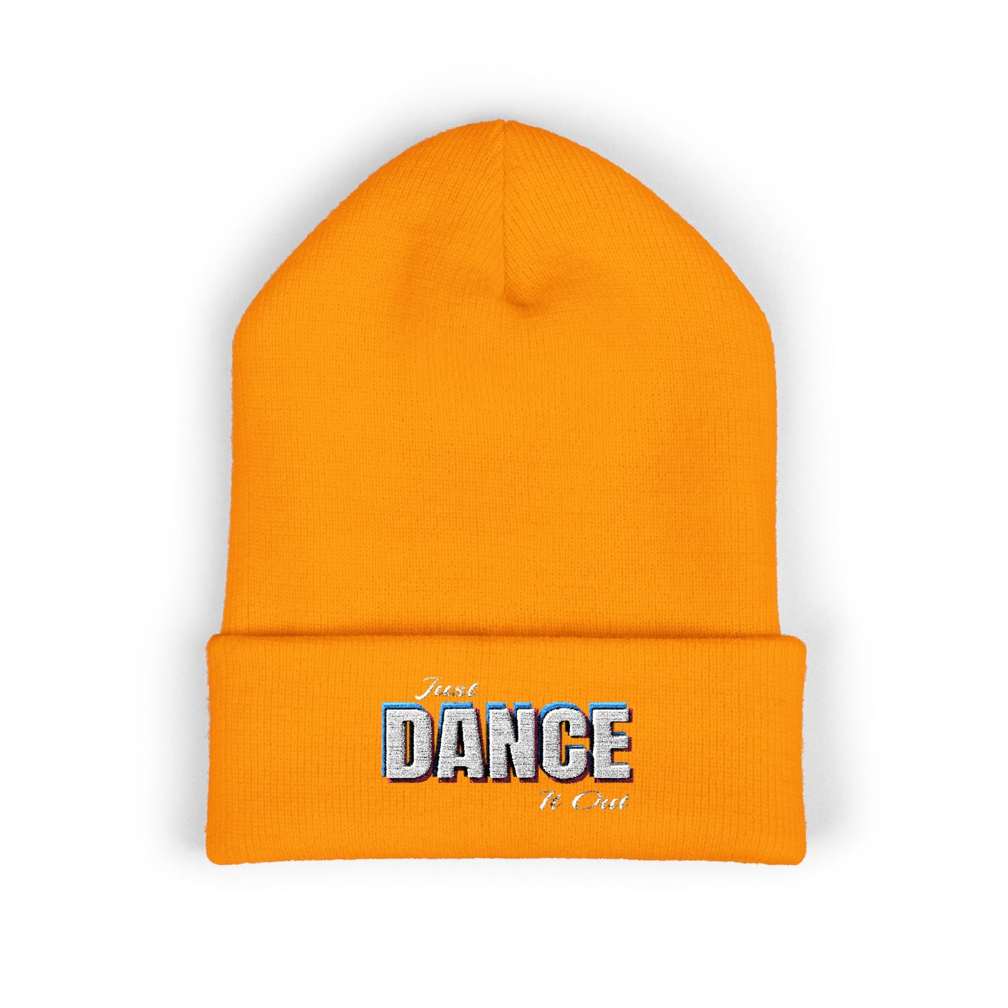 White Logo Embroidered Cuffed Beanie - Just Dance It Out