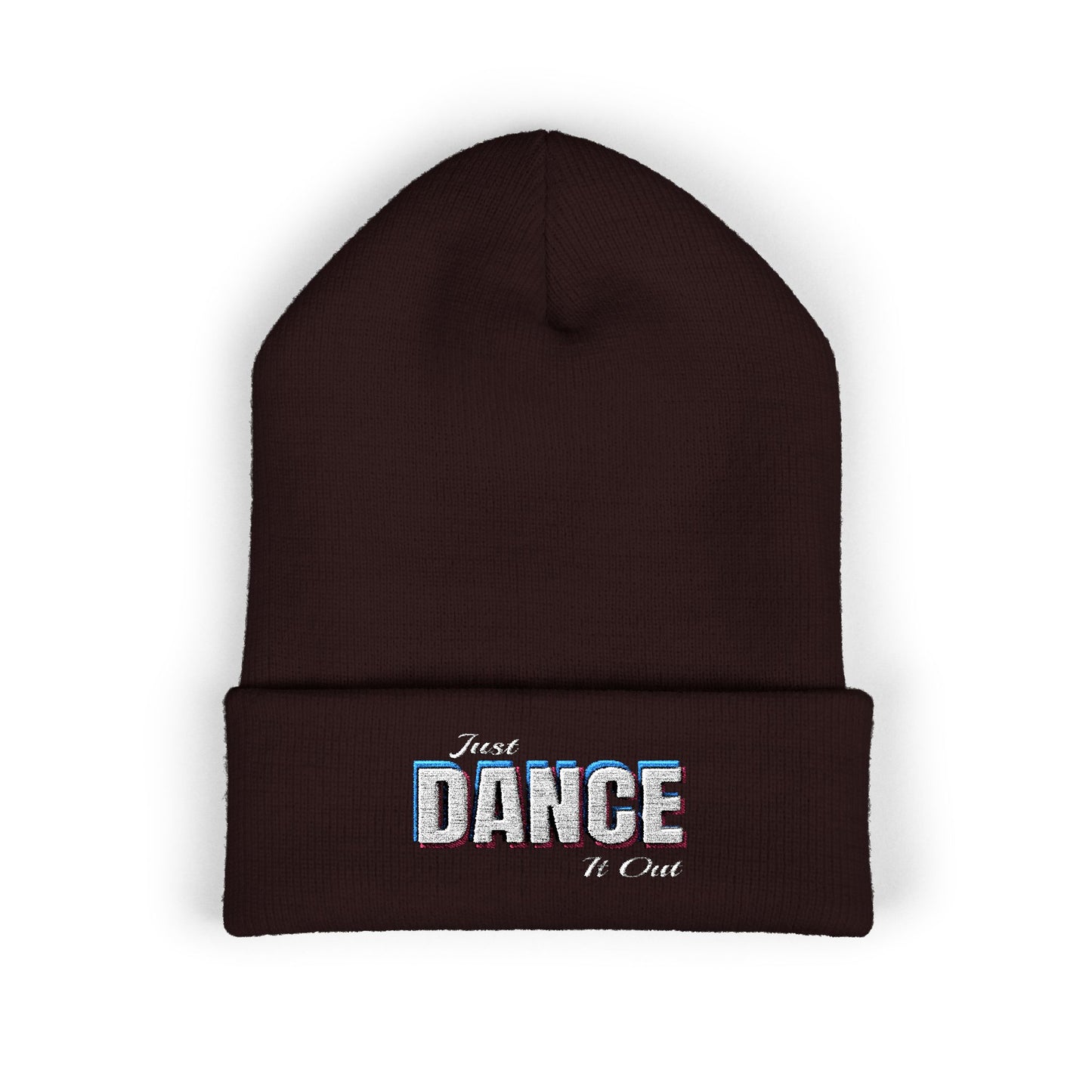 White Logo Embroidered Cuffed Beanie - Just Dance It Out